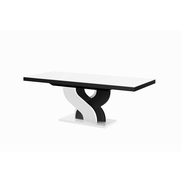 Stół Bella rozkładany biały blat / czarno - białe nogi - Hubertus Meble