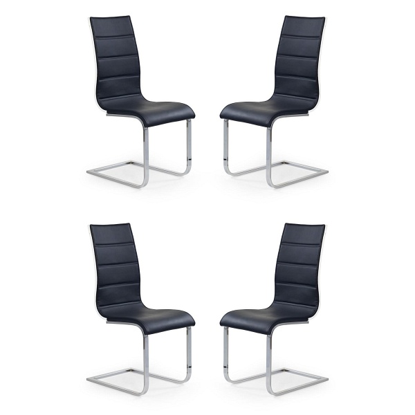 Cztery krzesła czarno / białe ekoskóra - 4849