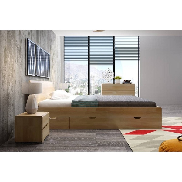 Łóżko drewniane bukowe z szufladami VESTRE Maxi & DR 120x200 - Skandica