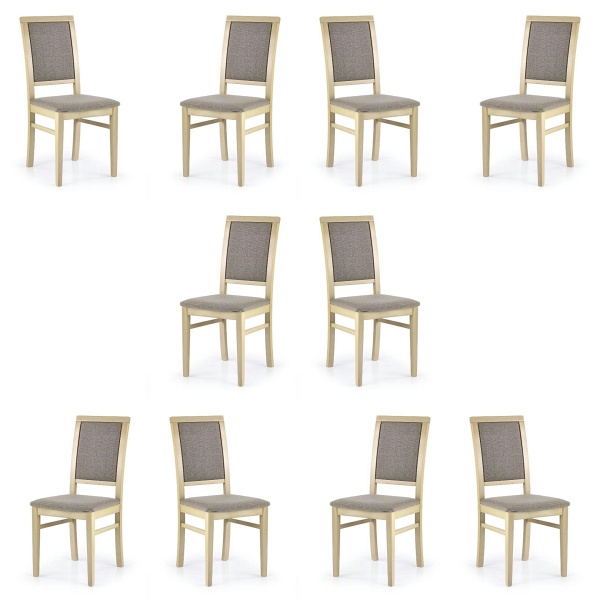 Dziesięć krzeseł dąb sonoma tapicerowanych - 3543