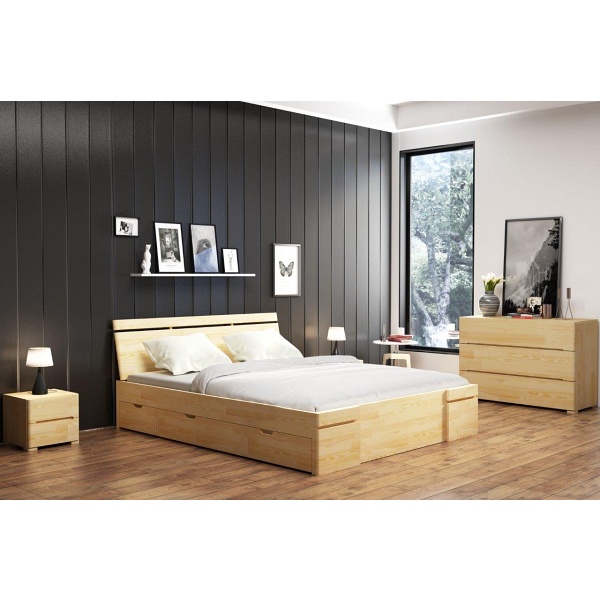 Łóżko drewniane sosnowe z 4 szufladami Sparta Maxi & Dr - Skandica