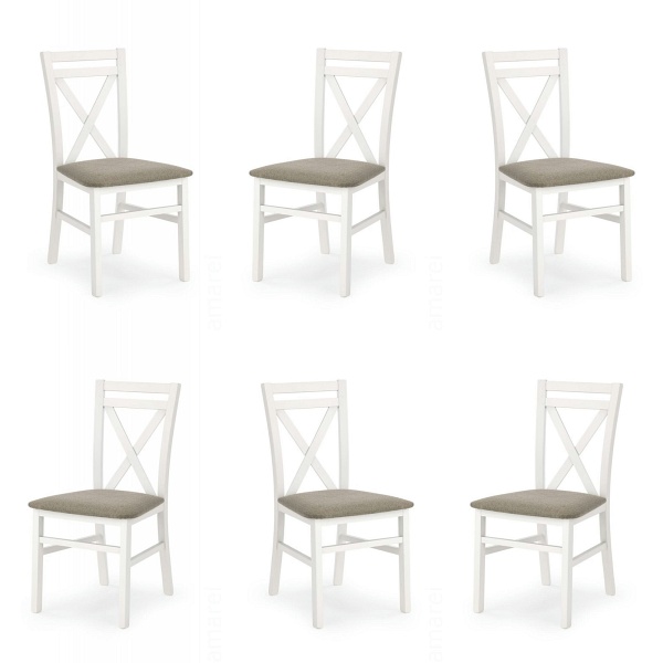 Sześć krzeseł białych tapicerowanych - 5189