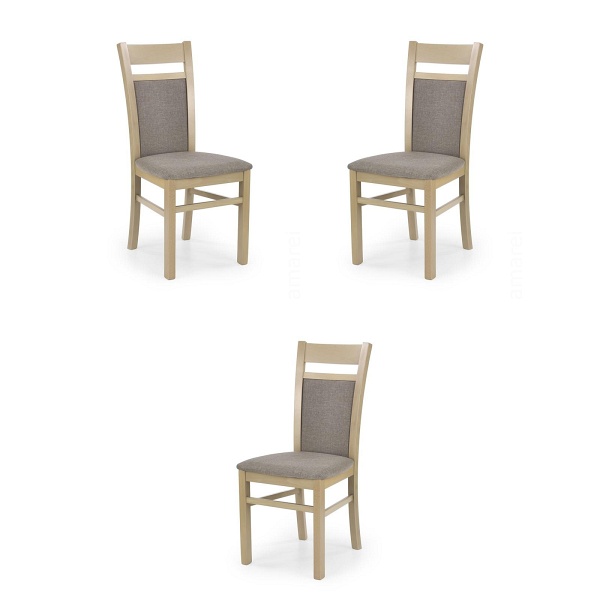 Trzy krzesła tapicerowane  dąb sonoma  - 0978
