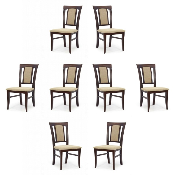 Osiem krzeseł ciemny orzech tapicerowanych - 2265