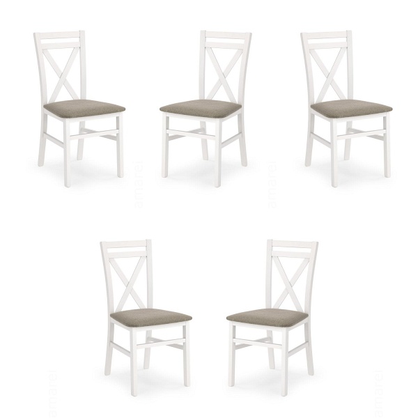 Pięć krzeseł białych tapicerowanych - 5189