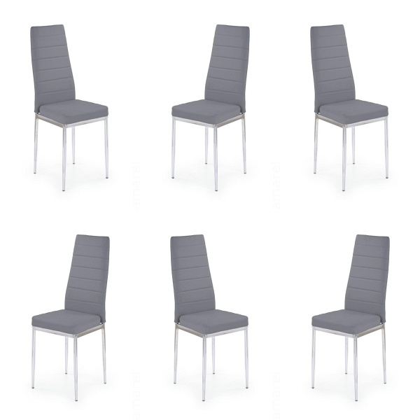 Sześć krzeseł popielatych - 6926