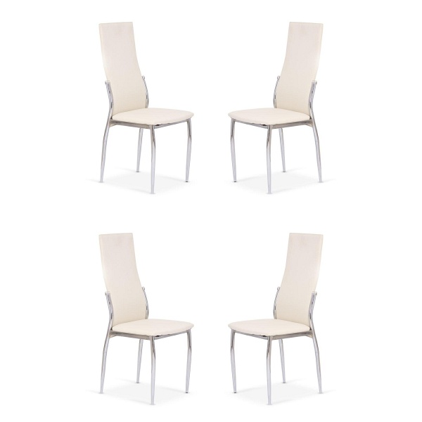 Cztery krzesła chrom waniliowy - 7890