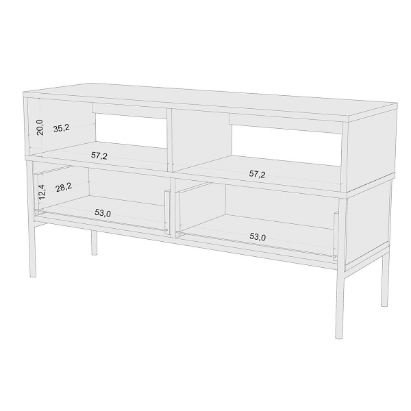 Elegancka granatowa szafka rtv skandica polka na złotych nóżkach