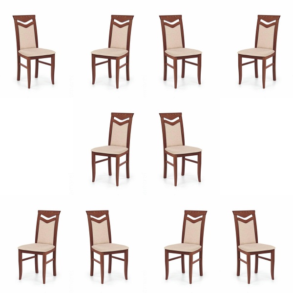 Dziesięć krzeseł czereśnia antyczna II tapicerowanych - 0787