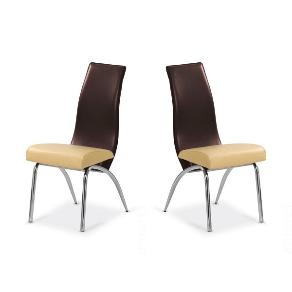 Dwa krzesła beż / ciemny brąz - 6993