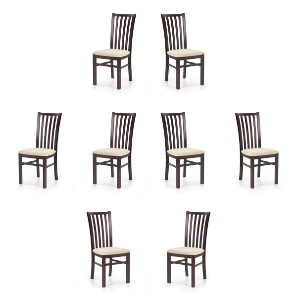 Osiem krzeseł ciemny orzech tapicerowanych - 5937