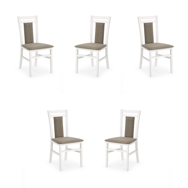 Pięć krzeseł białych tapicerowanych - 5172