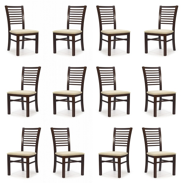 Dwanaście krzeseł ciemny orzech tapicerowanych - 2470
