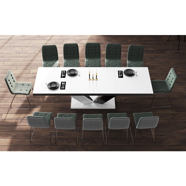 Stół Viva 2 blat / podstawa: czarny połysk, nogi: biały połysk + czarny połysk - Hubertus Meble