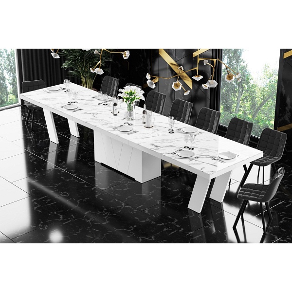Stół rozkładany Grande 160 - 412 cm Marble White ( marmur / biały )