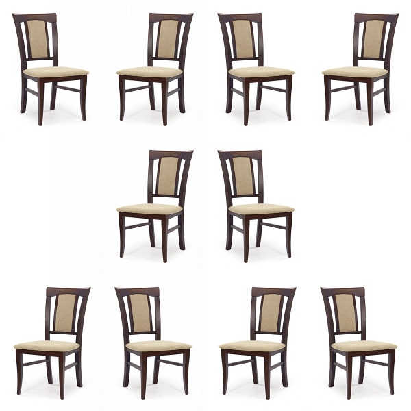 Dziesięć krzeseł ciemny orzech tapicerowanych - 2265