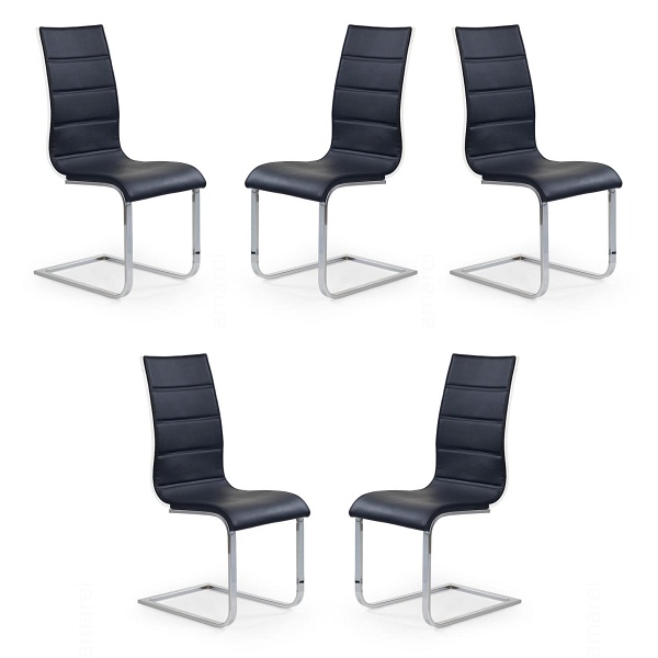 Pięć krzeseł czarno - białych ekoskóra - 4849