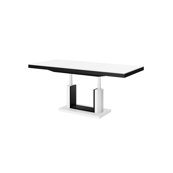 Ławostół  QUADRO LUX biały / czarny połysk - Meble Hubertus