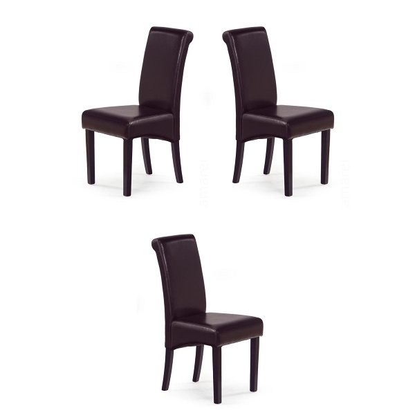 Trzy krzesła wenge ciemno brązowe - 7655