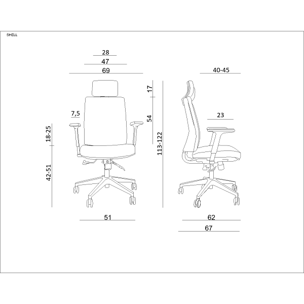 Fotel obrotowy Shell - Unique