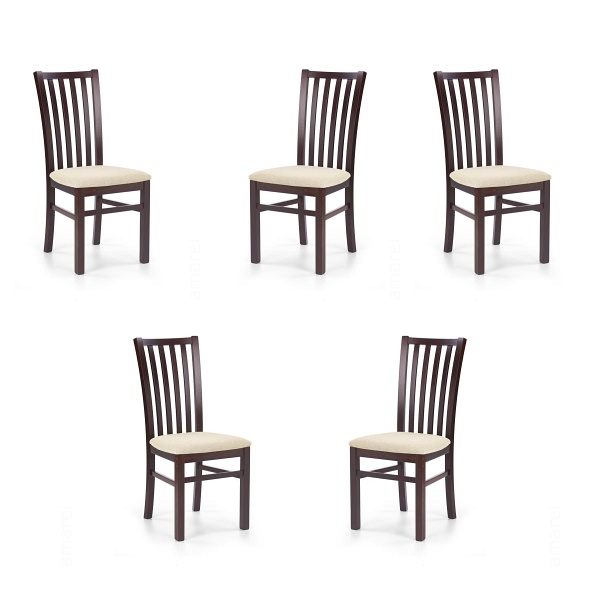 Pięć krzeseł ciemny orzech tapicerowanych - 5937