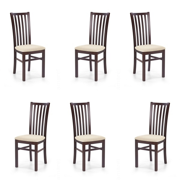 Sześć krzeseł ciemny orzech tapicerowanych - 5937