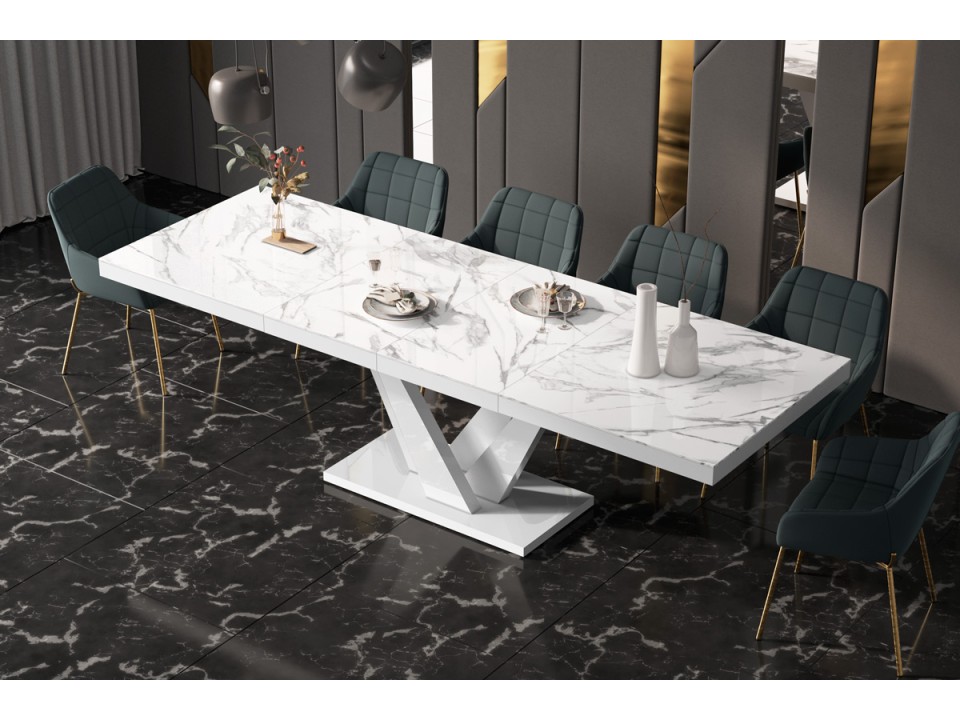Stół rozkładany VEGAS 160-256 cm Marble White ( Marmur / Biały )