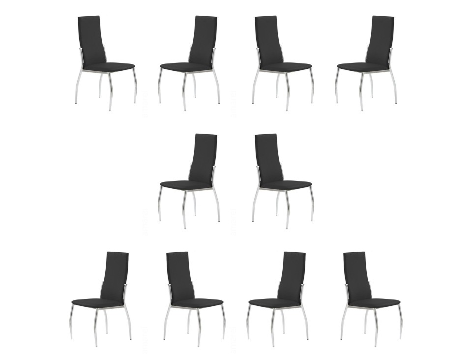 Dziesięć krzeseł czarnych / chrom - 6810