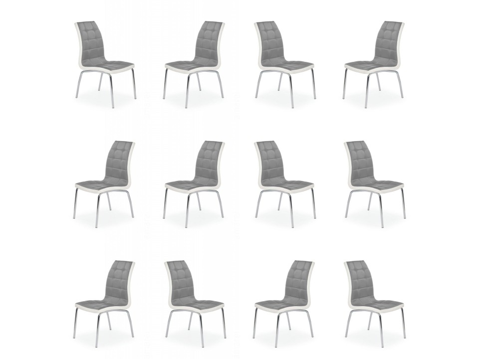 Dwanaście krzeseł popielato - białych - 1210