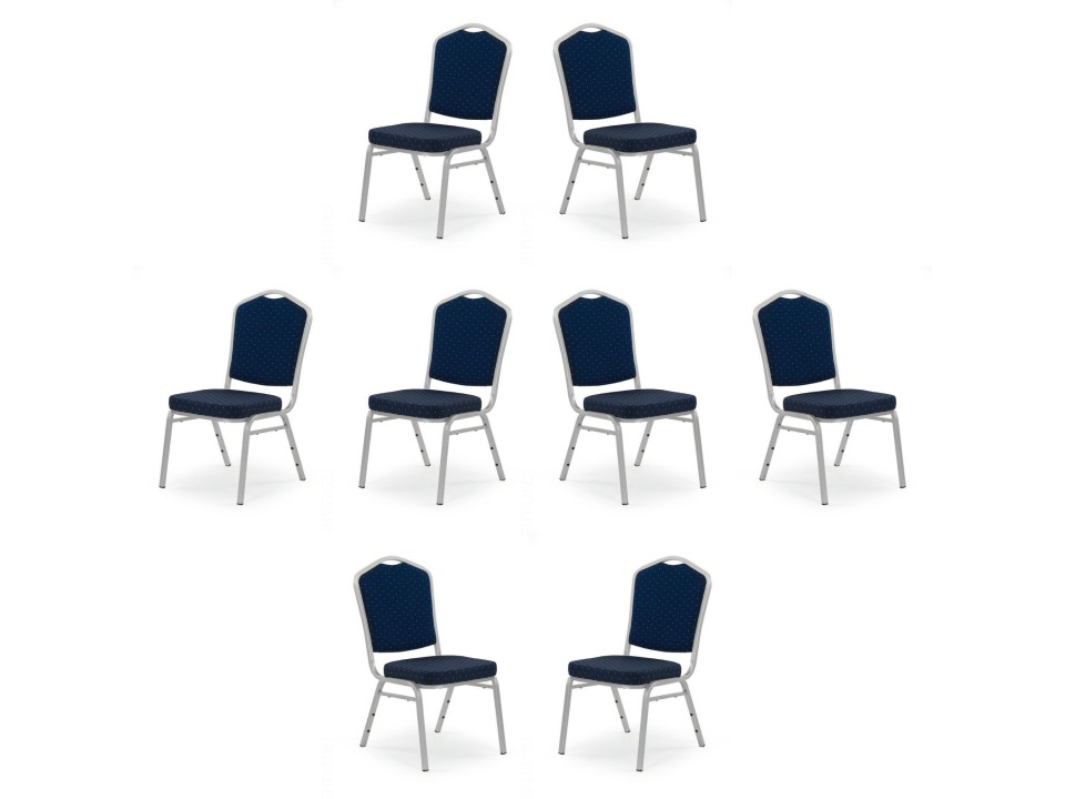 Osiem krzeseł niebieskich, stelaż srebrny - 4137