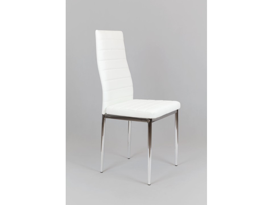 Sk Design Ks001 Białe Krzesło Z Eko-Skóry, Chromowane Nogi
