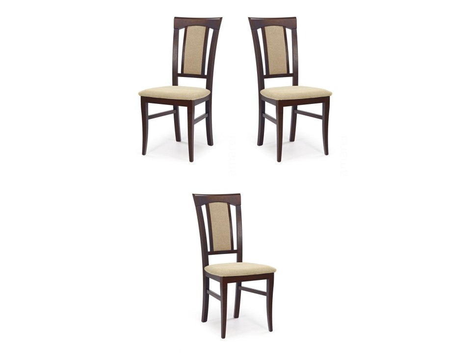 Trzy krzesła tapicerowane  ciemny orzech - 2265