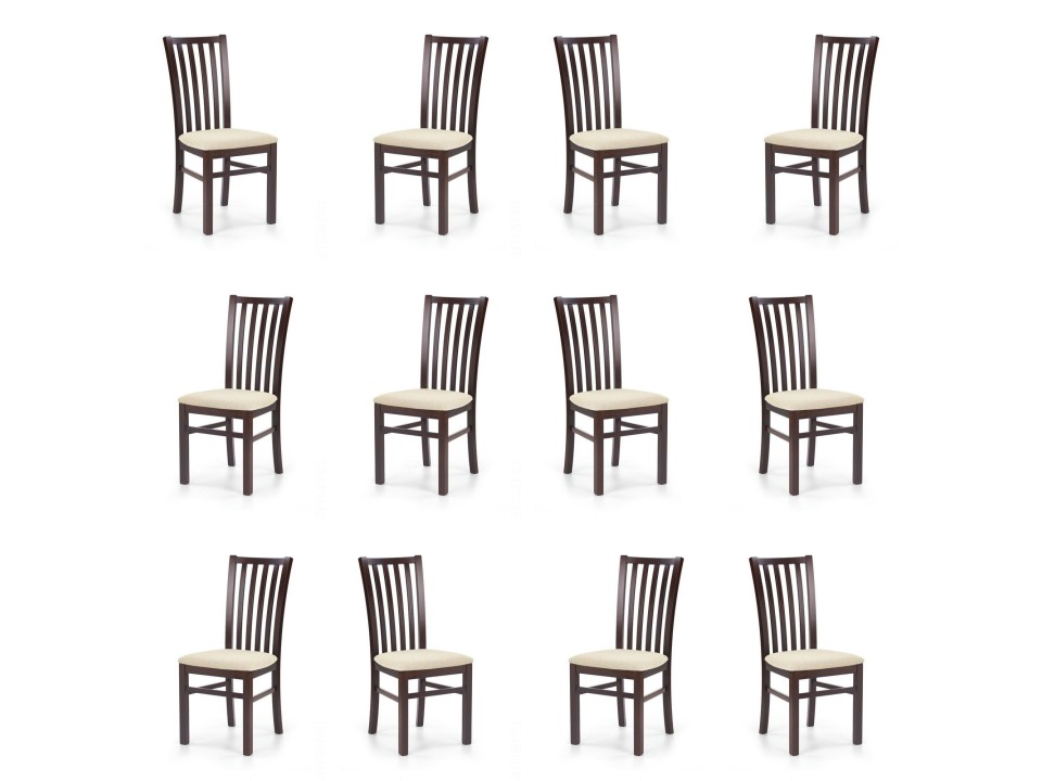 Dwanaście krzeseł ciemny orzech tapicerowanych - 5937