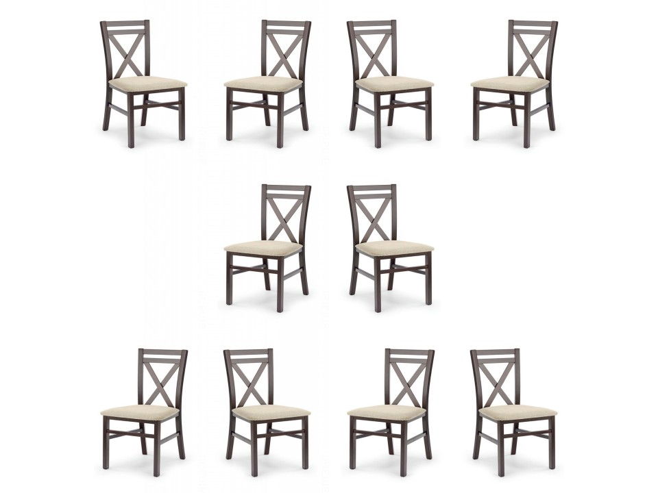 Dziesięć krzeseł tapicerowanych ciemny orzech - 7671