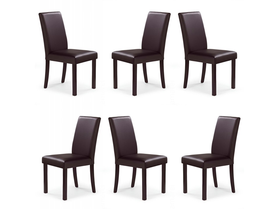 Sześć krzeseł ciemny orzech / ciemny brąz - 5198