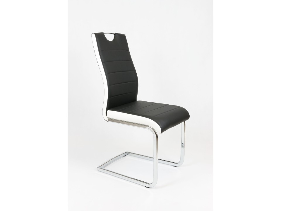 Sk Design Ks037 Czarne Krzesło Z Ekoskóry Na Stelażu Chromowanym