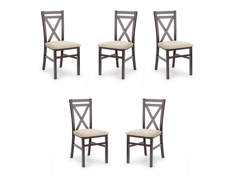 Pięć krzeseł ciemny orzech tapicerowanych - 7671