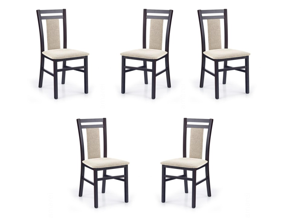Pięć krzeseł wenge tapicerowanych - 4298