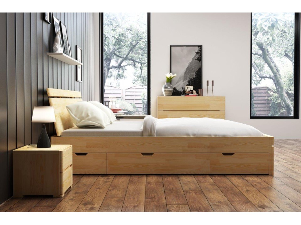 Łóżko drewniane sosnowe z 4 szufladami Sparta Maxi & Dr - Skandica