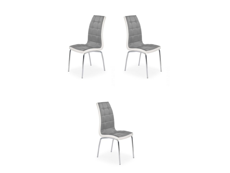 Trzy krzesła popielato / białe - 1210