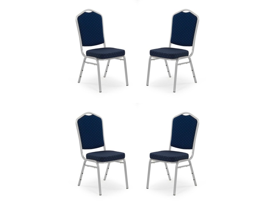 Cztery krzesła niebieskie, stelaż srebrny - 4137