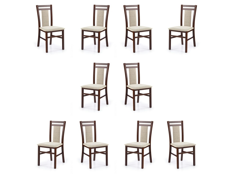 Dziesięć krzeseł ciemny orzech tapicerowanych - 4700