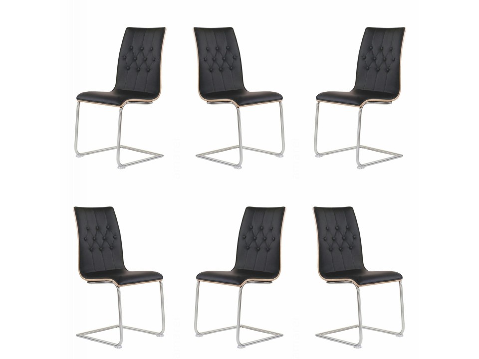 Sześć krzeseł czarnych orzech - 7428