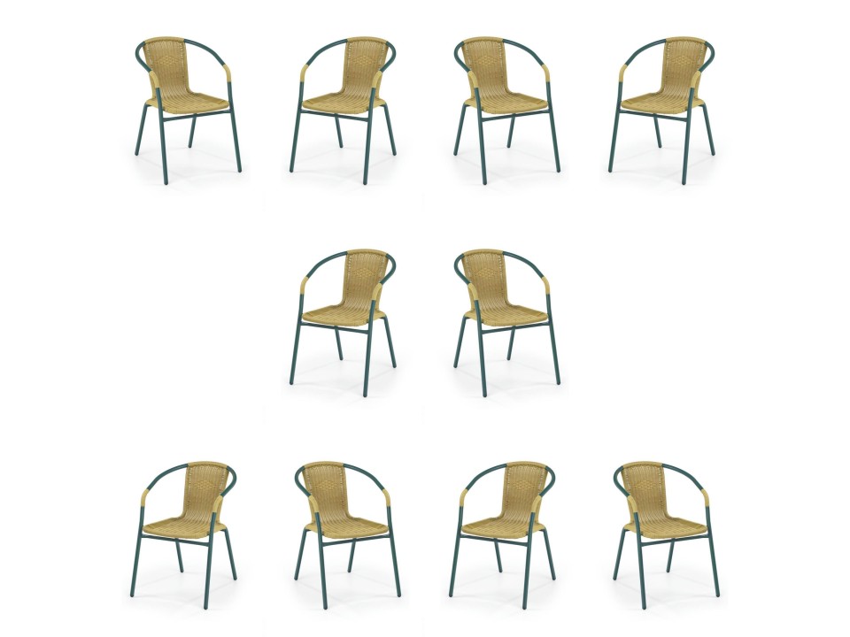 Dziesięć krzeseł 2 ciemnozielonych ciemno brązowych - 2668