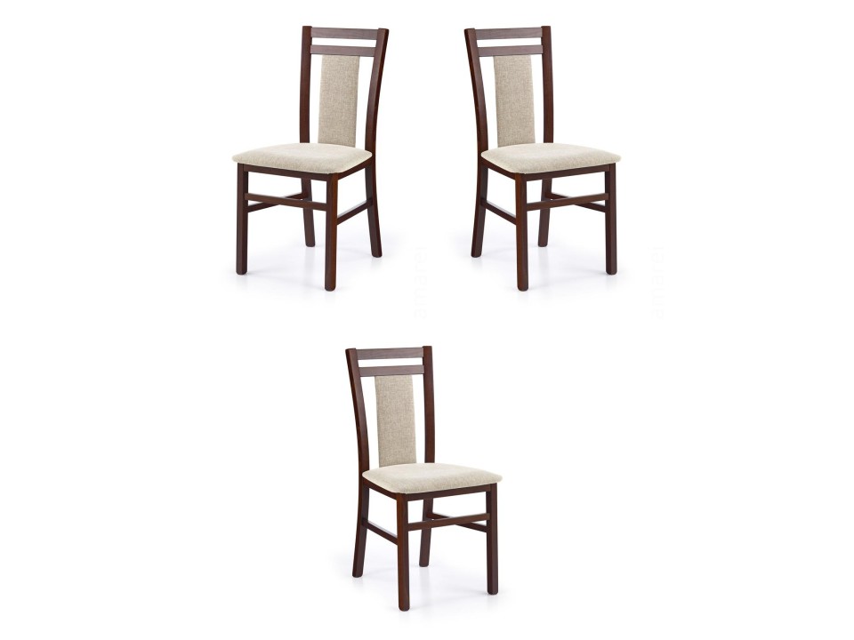 Trzy krzesła tapicerowane ciemny orzech  - 4700