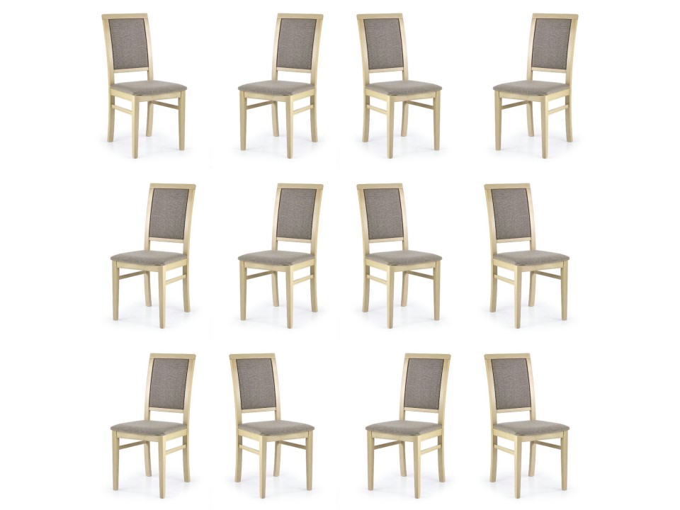 Dwanaście krzeseł dąb sonoma tapicerowanych - 3543