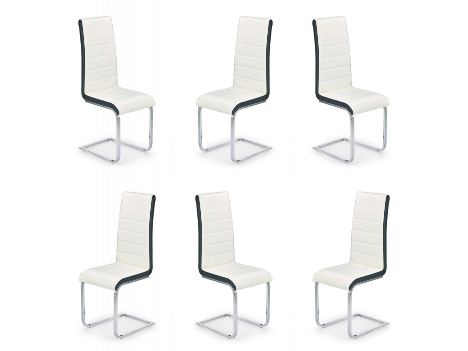 Sześć krzeseł biało-czarnych - 4541