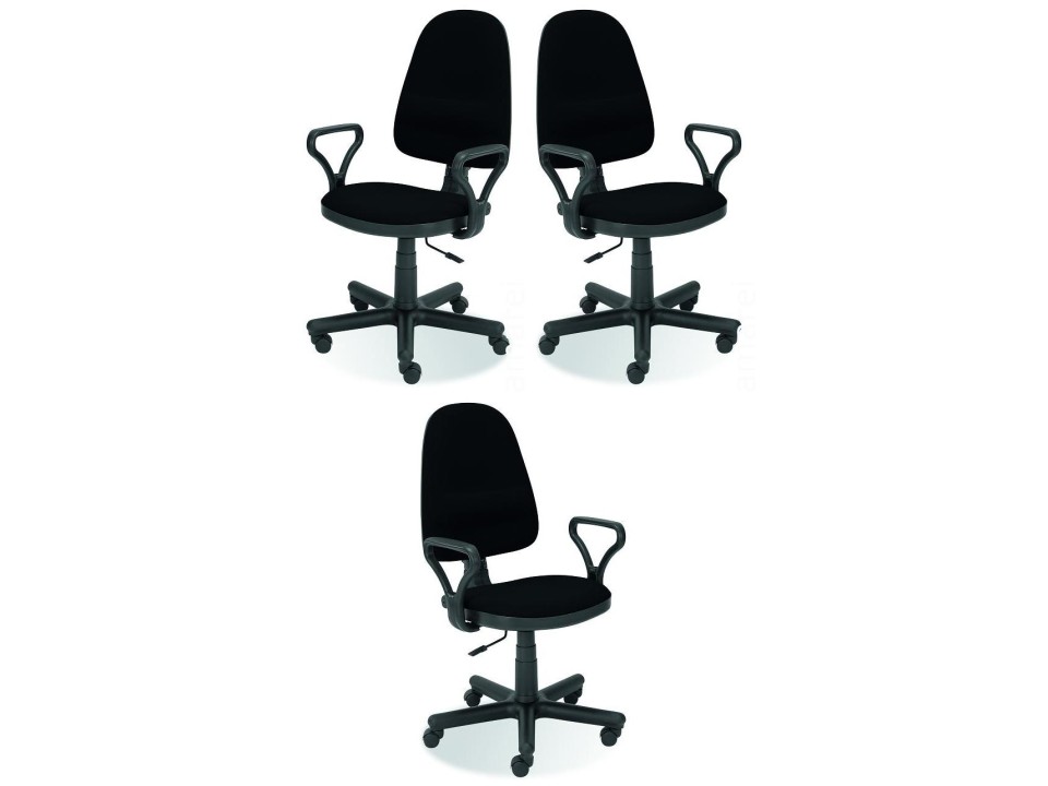 Trzy krzesła biurowe  czarne - 6114