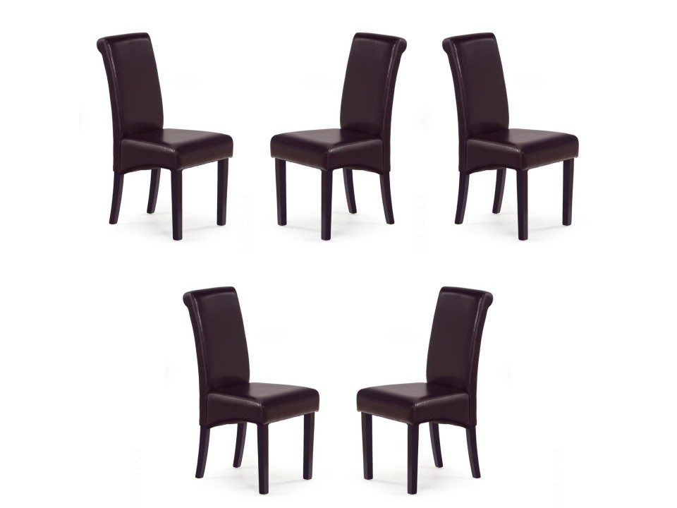 Pięć krzeseł wenge / ciemny brąz - 7655