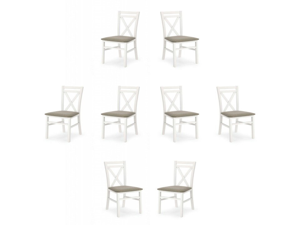 Osiem krzeseł białych tapicerowanych - 5189
